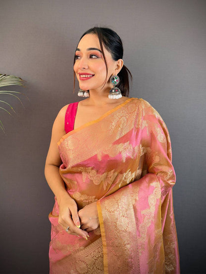 Rust Radiant Dual Tone Tissue Silk Pattu Saree