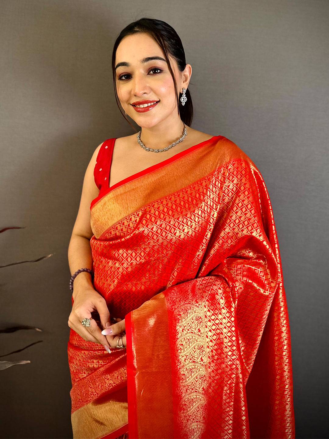 Radiant Red Kanjivaram Zari Silk Pattu Saree