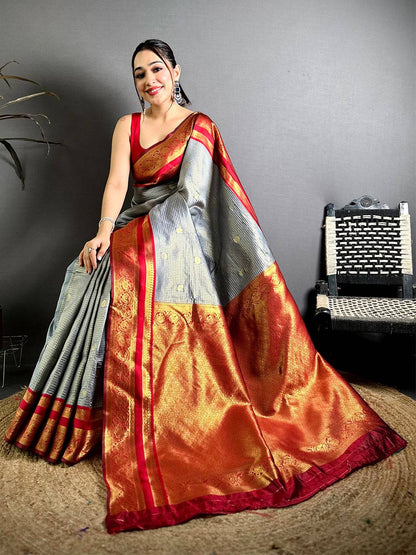 Radiant Banarasi Katan Contrast Border Pattu Saree