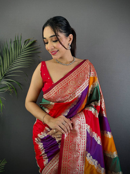 Heritage Banarasi Katan Silk Zari Weaving Pattu Saree