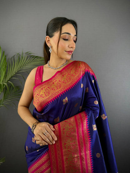 Purple Soft Gadwal Silk Pattu Saree