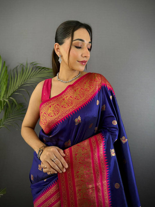 Purple Soft Gadwal Silk Pattu Saree
