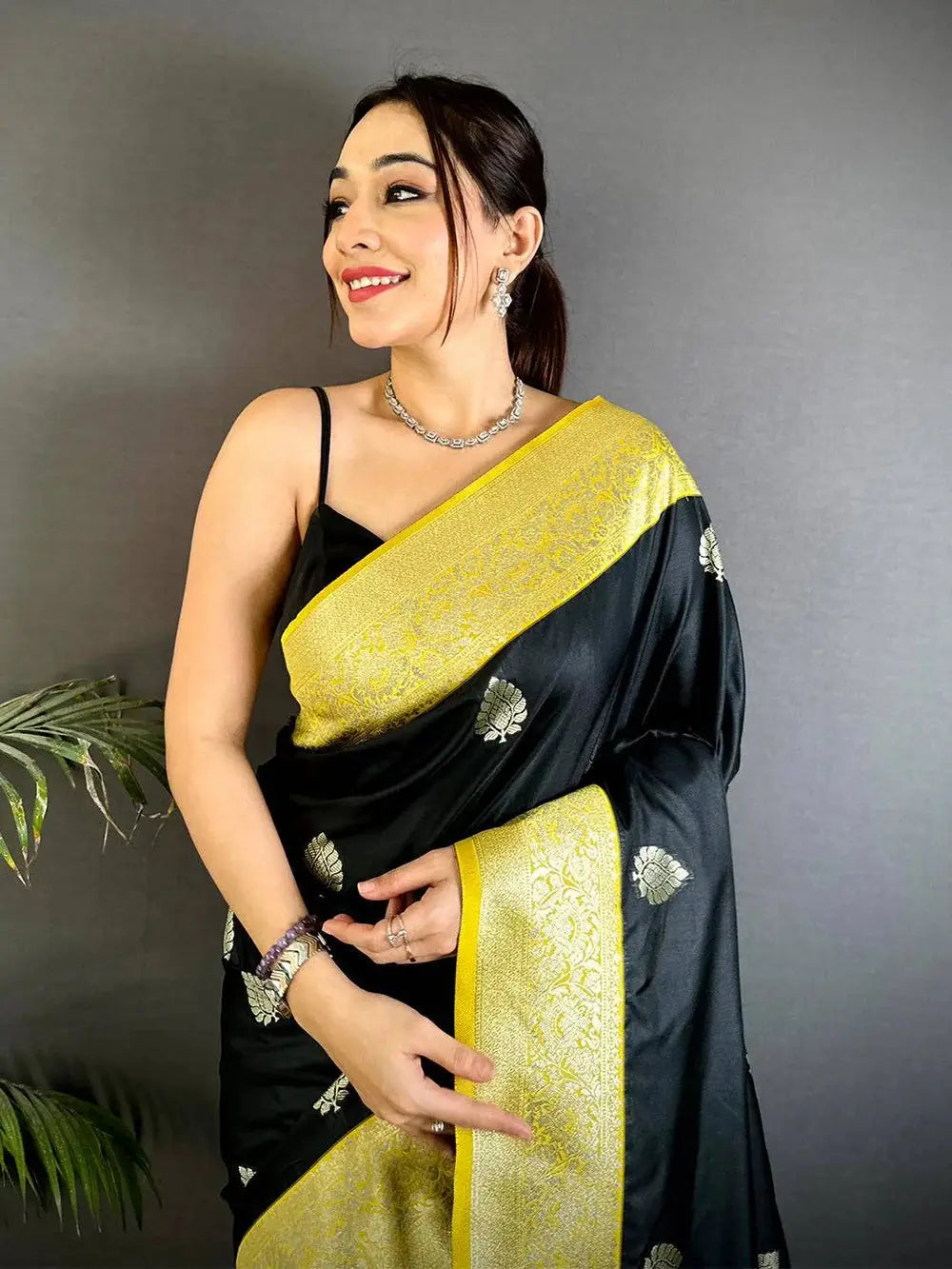 Black Gadwal Weave Soft Silk Pattu Saree

