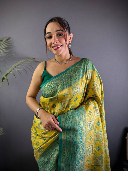 Majesty Warli Gold Zari Dharamavaram Silk Pattu Saree