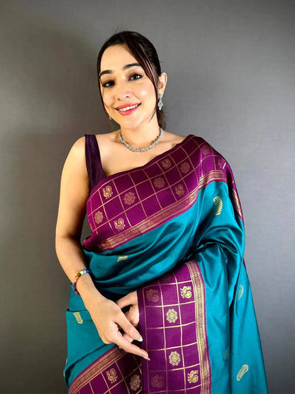 Peacock Aura Banarasi Katan Silk Pattu Saree


