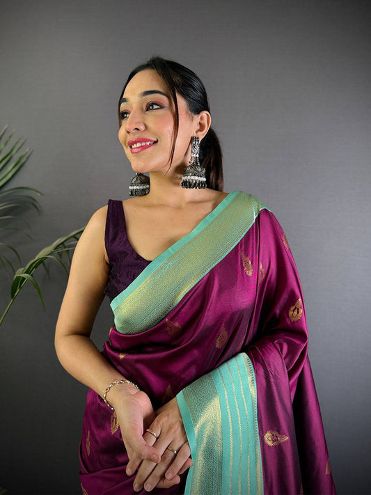 Royal Wine Soft Silk Tilak Butti Pattu Saree