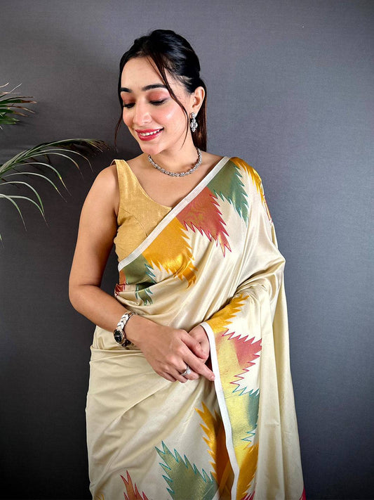 Chiku Copper Radiance Soft Silk Pattu Saree