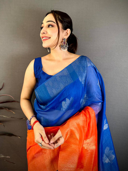 Elegant Slub 4D Print Pallu Pattu Saree