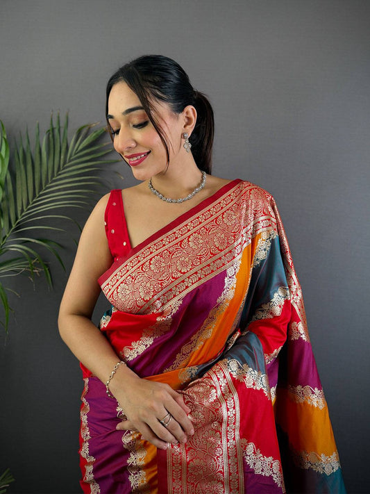 Radiant Banarasi Katan Silk Zari Weaving Pattu Saree