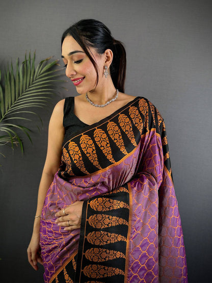 Lavender Soft Banarasi Katan Silk Pattu Saree