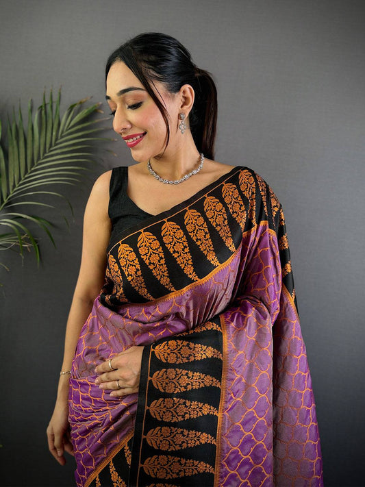Lavender Soft Banarasi Katan Silk Pattu Saree