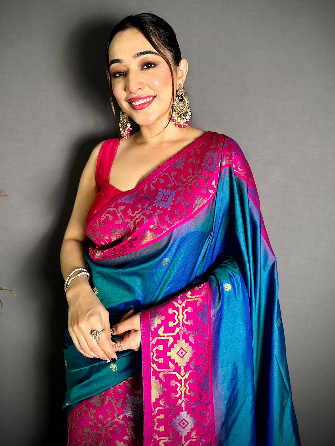 Azure Blue Soft Silk Kanjivaram Pattu Saree