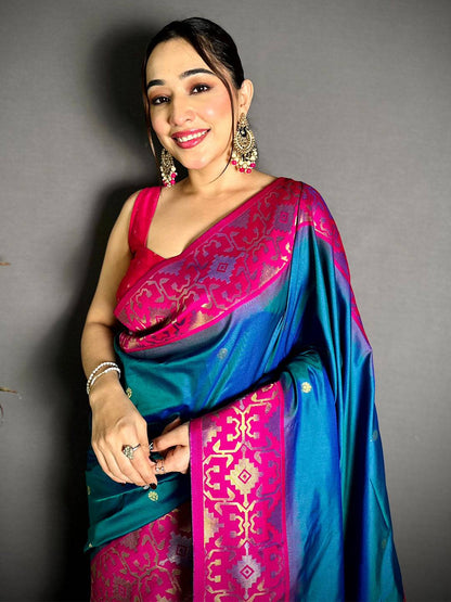 Azure Blue Soft Silk Kanjivaram Pattu Saree