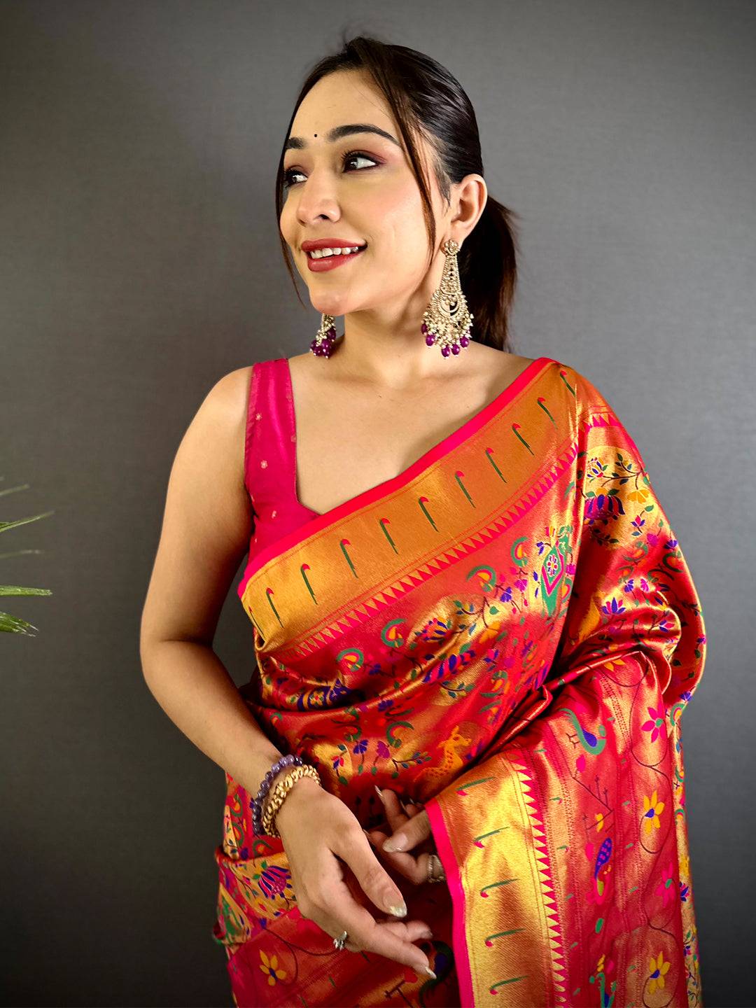 Red Patola Motif Soft Silk Pattu Saree