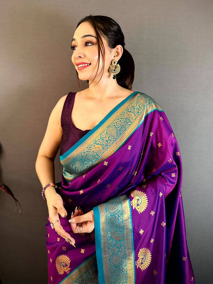 Elegant Minakari Gold Zari Silk Pattu Saree