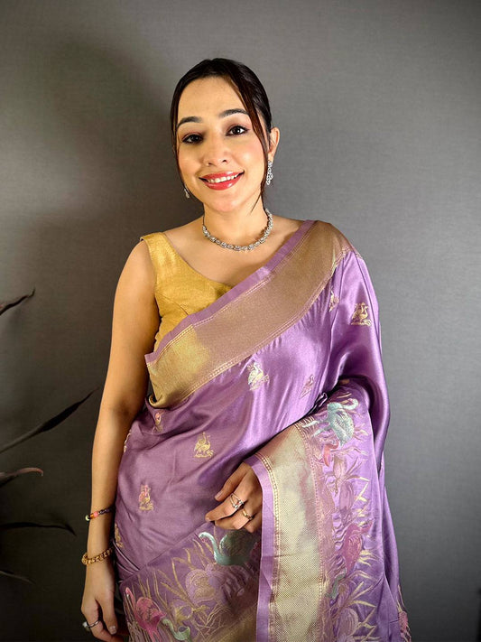 Opulent Minakari Satin Silk Pattu Saree