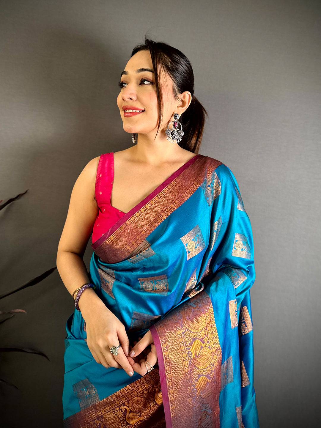 Regal Copper Zari Banarasi Katan Silk Pattu Saree