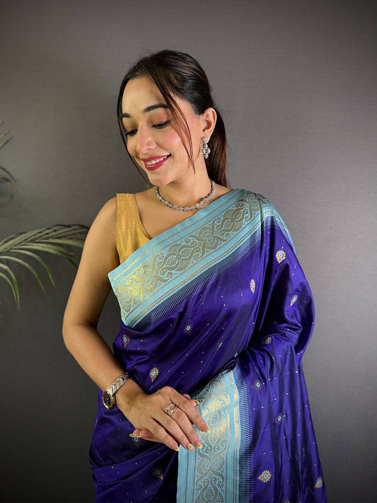 Traditional Purple Gadwal Soft Silk Pattu Saree