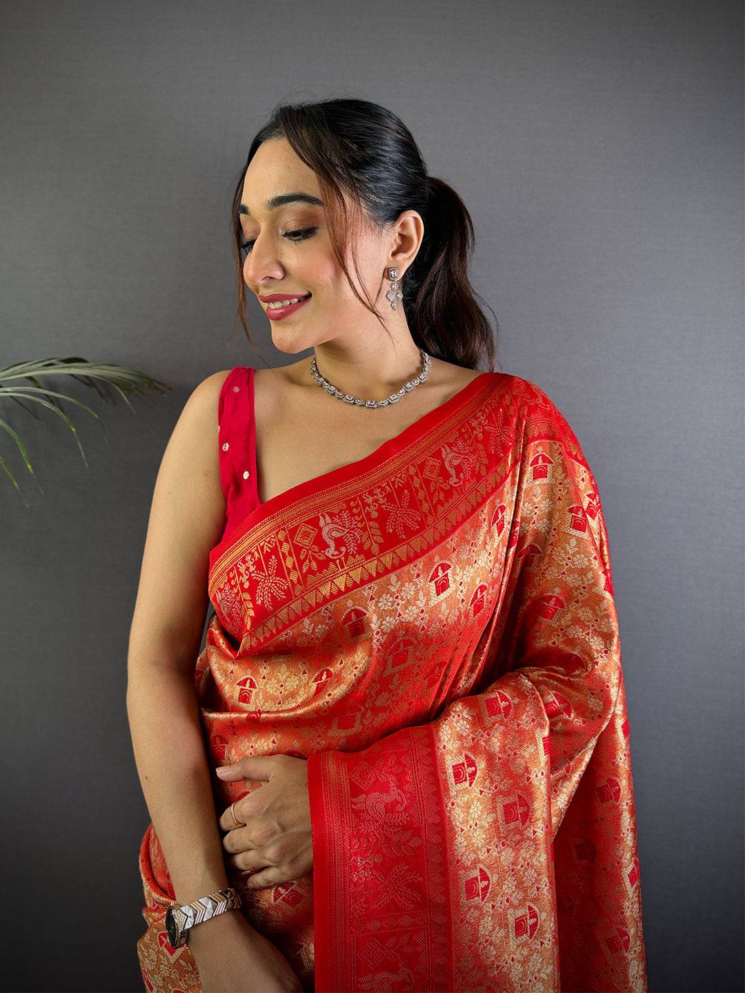 Heritage Warli Gold Zari Dharamavaram Silk Pattu Saree