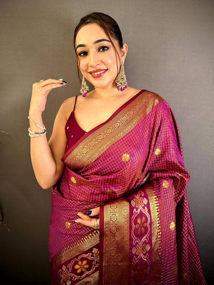 Artisan Gold Zari Kanchi Silk Digital Pallu Pattu Saree