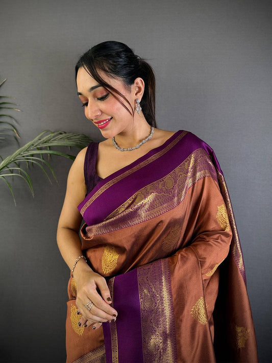 Gold Zari Bantex Border Silk Pattu Saree