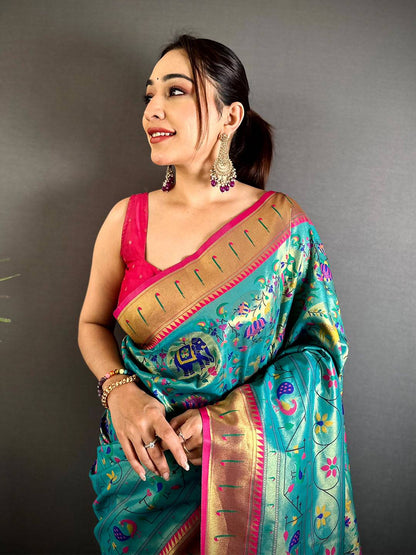 Rama Patola Motif Soft Silk Pattu Saree