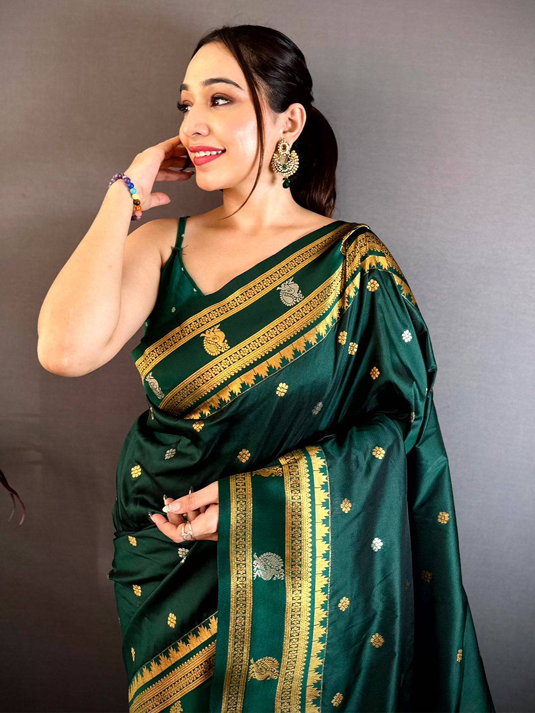 Classic Green Banarasi Katan Silk Zari Pattu Saree