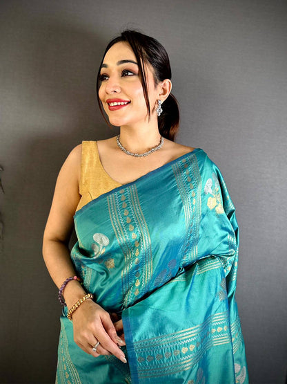 Rama Sona Chandi Striped Silk Pattu Saree

