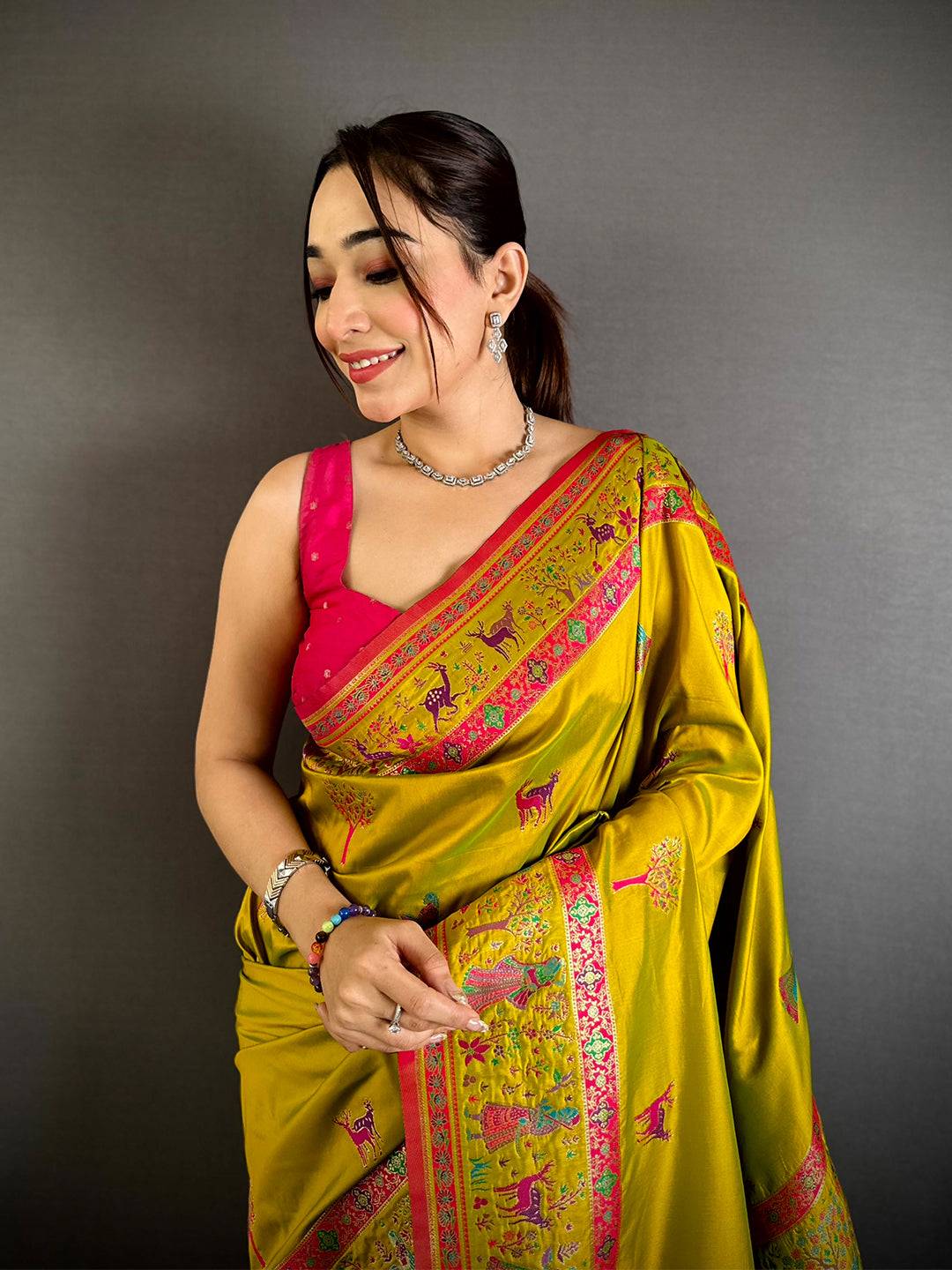 Majestic Kashmiri Pashmina Minakari Pattu Saree