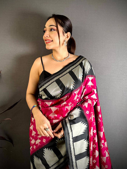 Magenta Warli Weave Soft Silk Pattu Saree