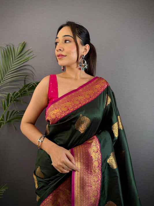 Green Soft Gadwal Silk Pattu Saree