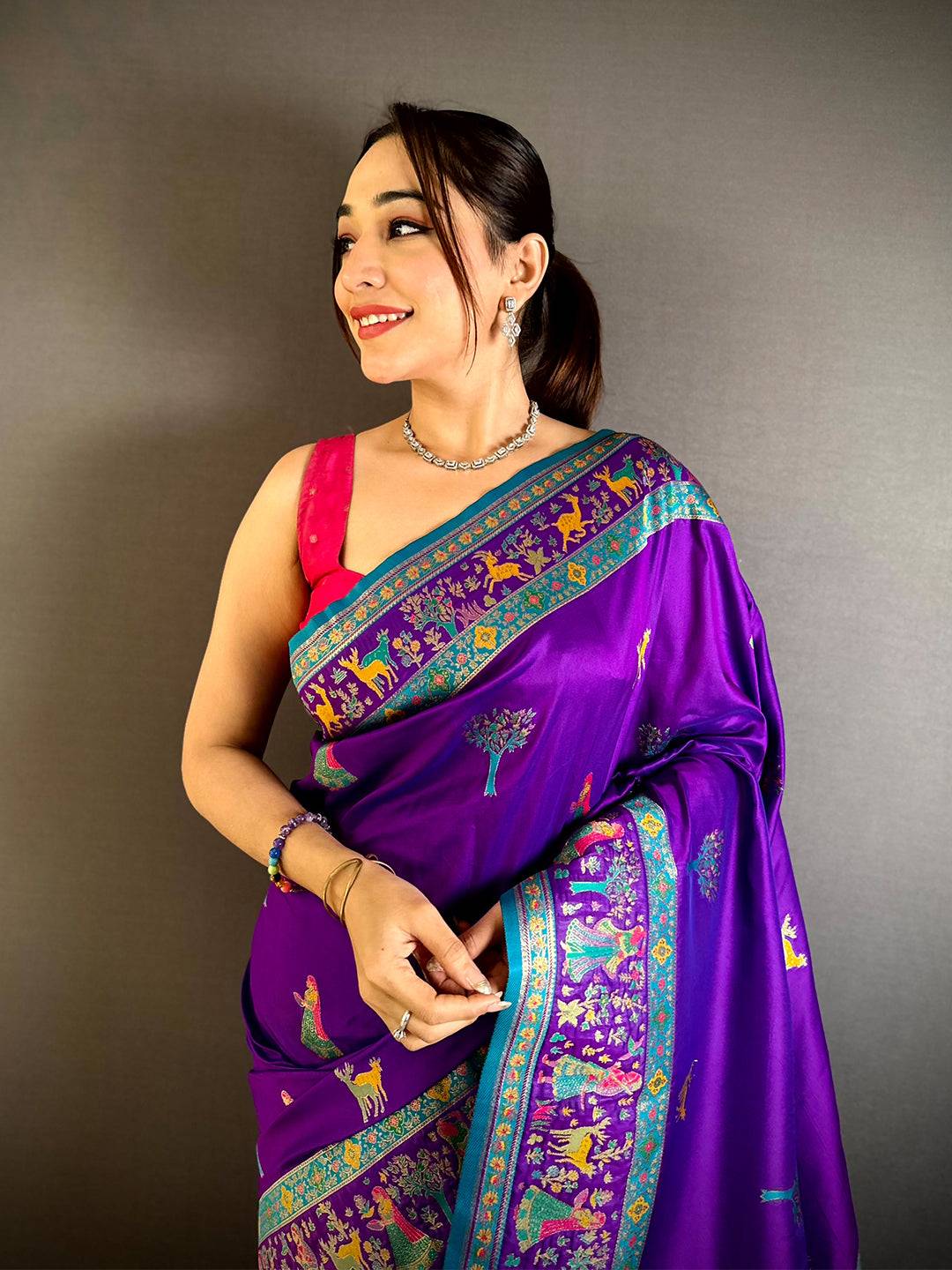 Radiance Kashmiri Pashmina Minakari Pattu Saree