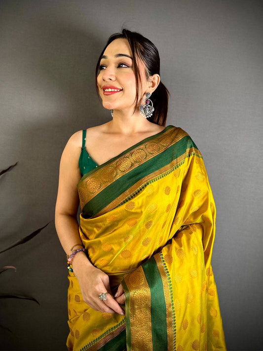 Elegant Bantex Border Banarasi Pattu Saree