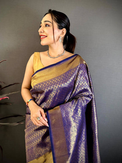 Radiant Purple Kanjivaram Zari Silk Pattu Saree