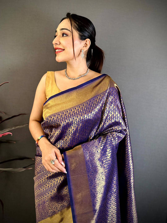 Radiant Purple Kanjivaram Zari Silk Pattu Saree