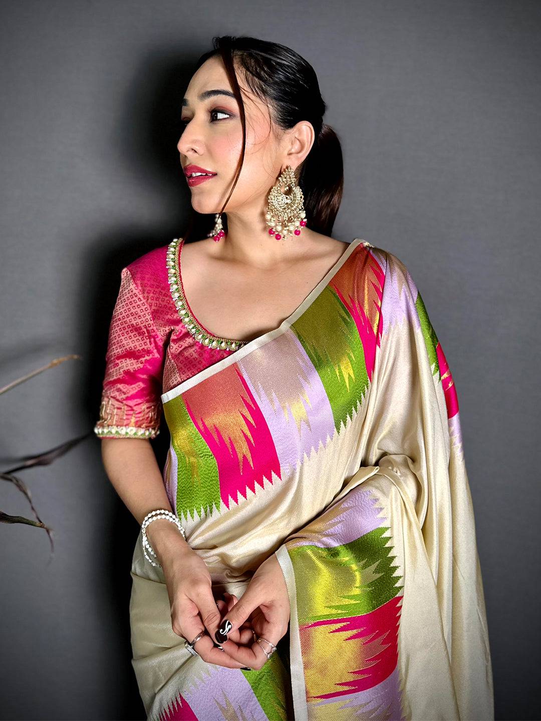 Classic Kanchi Rudraksha Zari Butta Pattu Saree