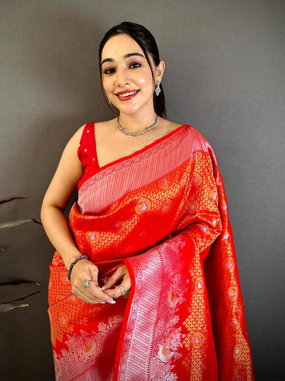 Heritage Red Gold Zari Kanjivaram Pattu Saree