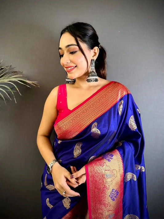 Graceful Purple Kanjivaram Style Soft Silk Pattu Saree