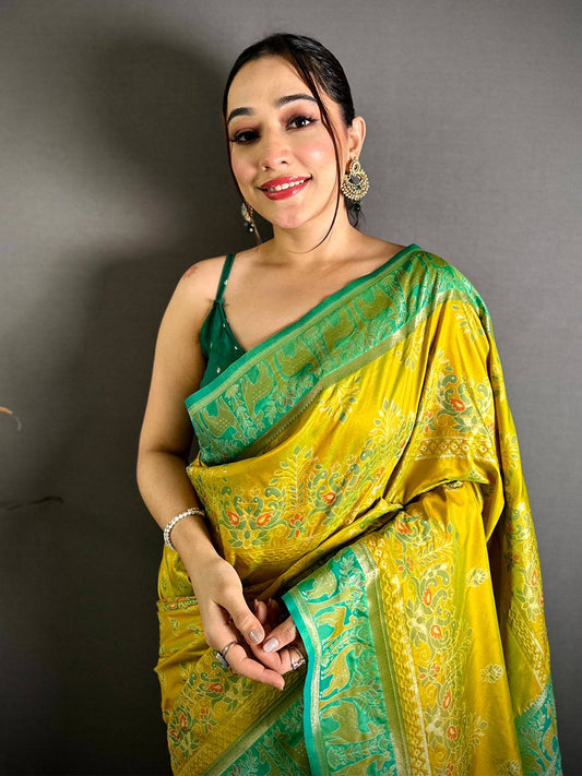 Exclusive Ikkat Pashmina Resham Soft Silk Pattu Saree