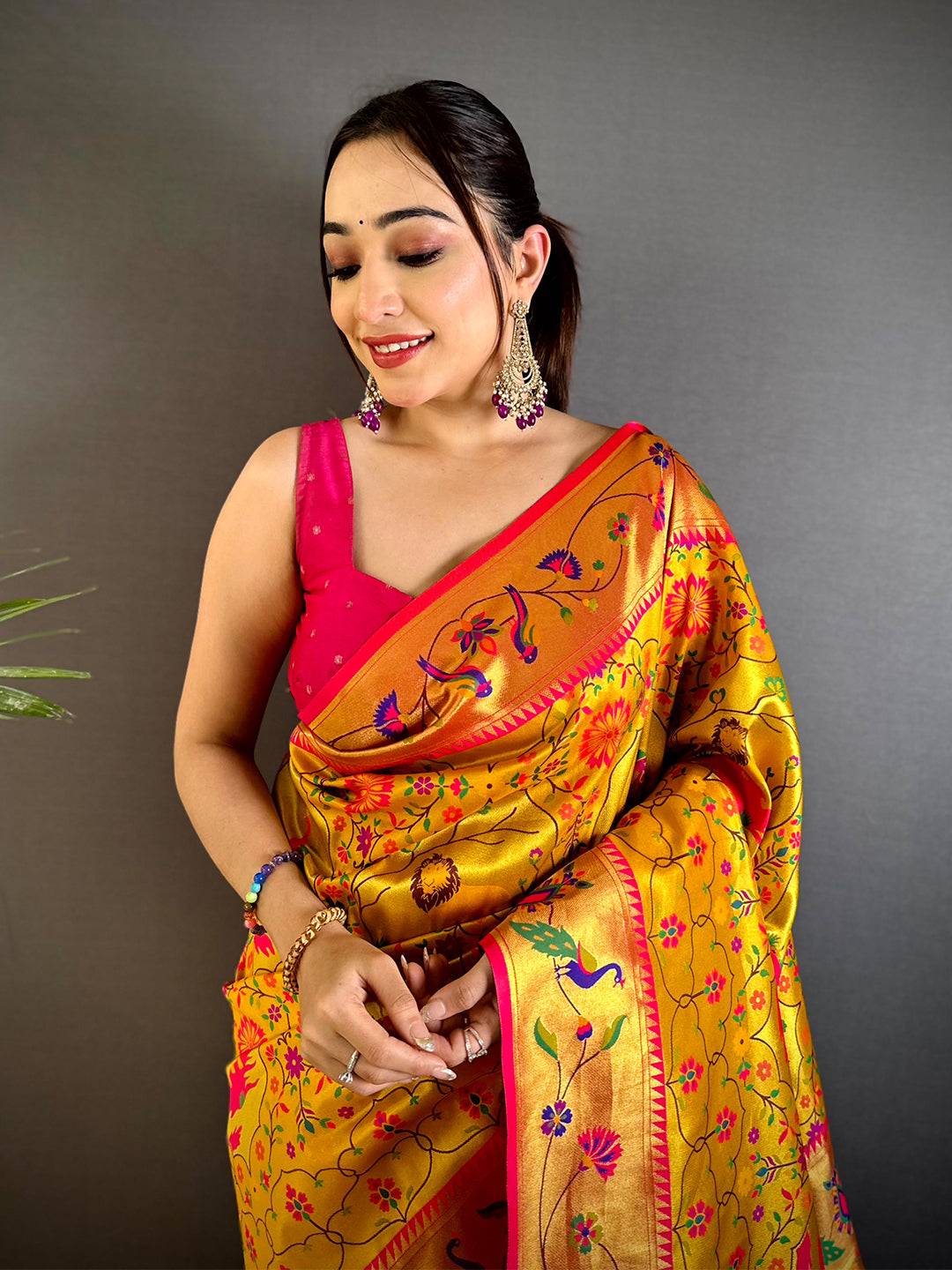 Royal Yellow Patola Paithani Pattu Saree