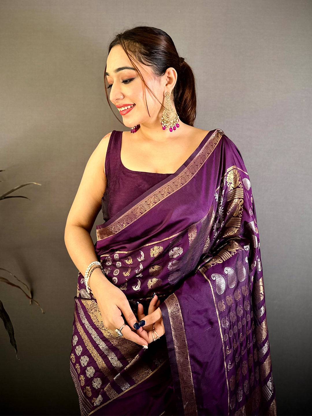 Purple Celebrity Soft Silk Zari Weaving Pattu Saree