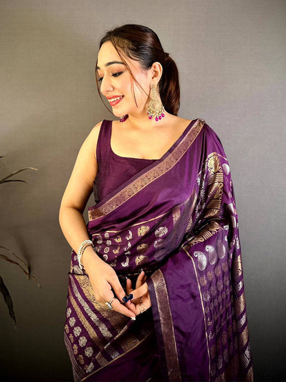 Purple Celebrity Soft Silk Zari Weaving Pattu Saree