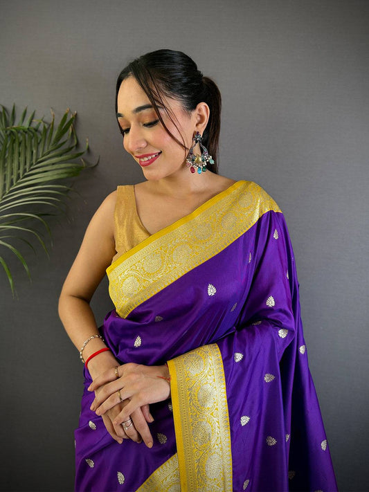 Purple Soft Silk Feather Pattu Saree