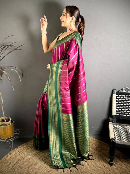 Pink Kankavati Soft Silk Designer Pattu Saree