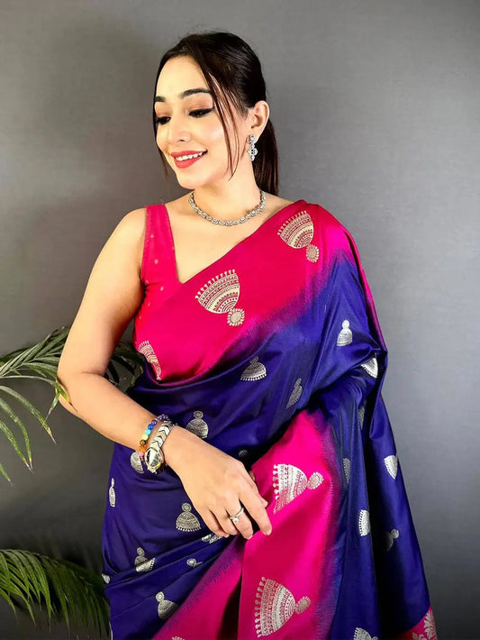 Purple Bali Dual Tone Soft Silk Pattu Saree