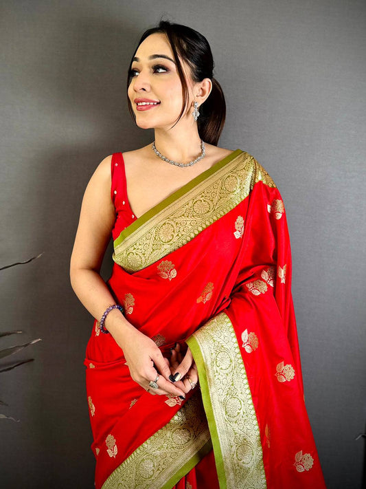 Royal Red Soft Silk Gadwal Pattu Saree