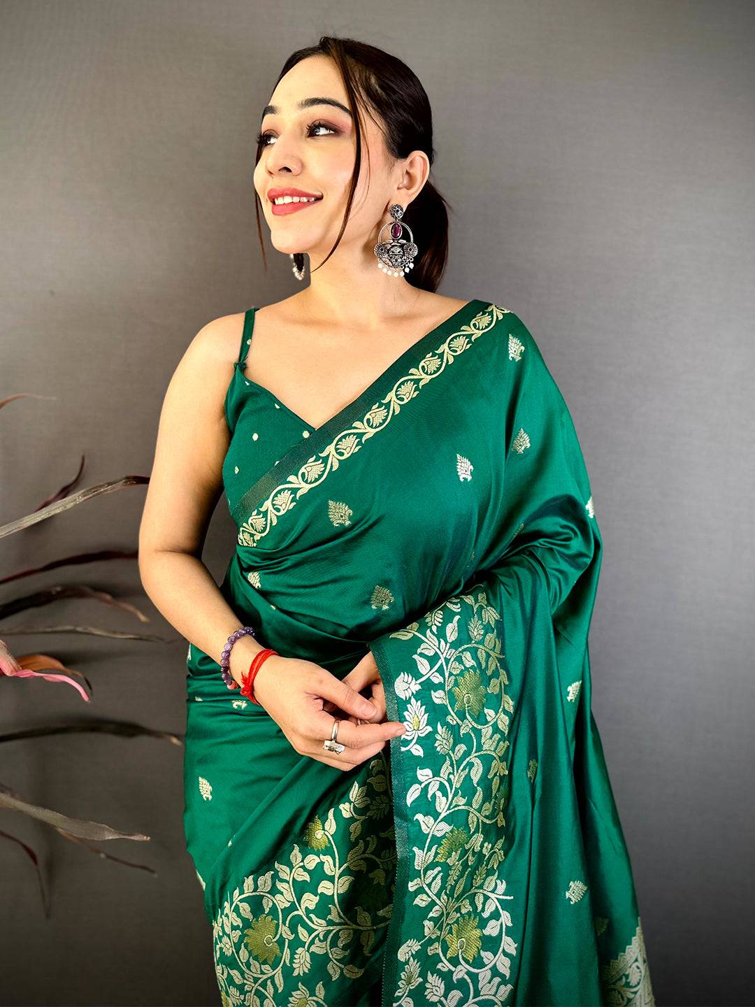 Emerald Green Soft Silk Kanjivaram Pattu Saree