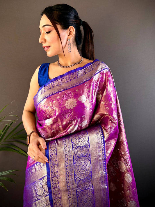 Wine One Gram Gold Tissue Silk Pattu Saree