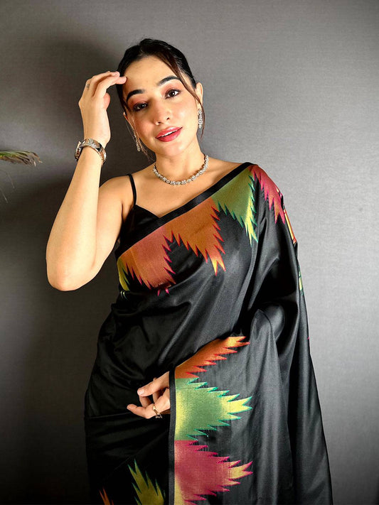 Black Copper Radiance Soft Silk Pattu Saree