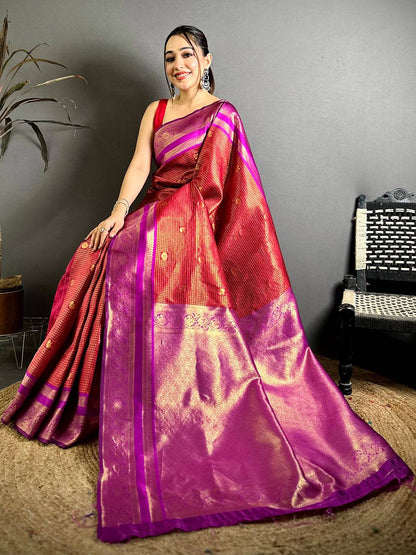 Celebrity Banarasi Katan Contrast Border Pattu Saree